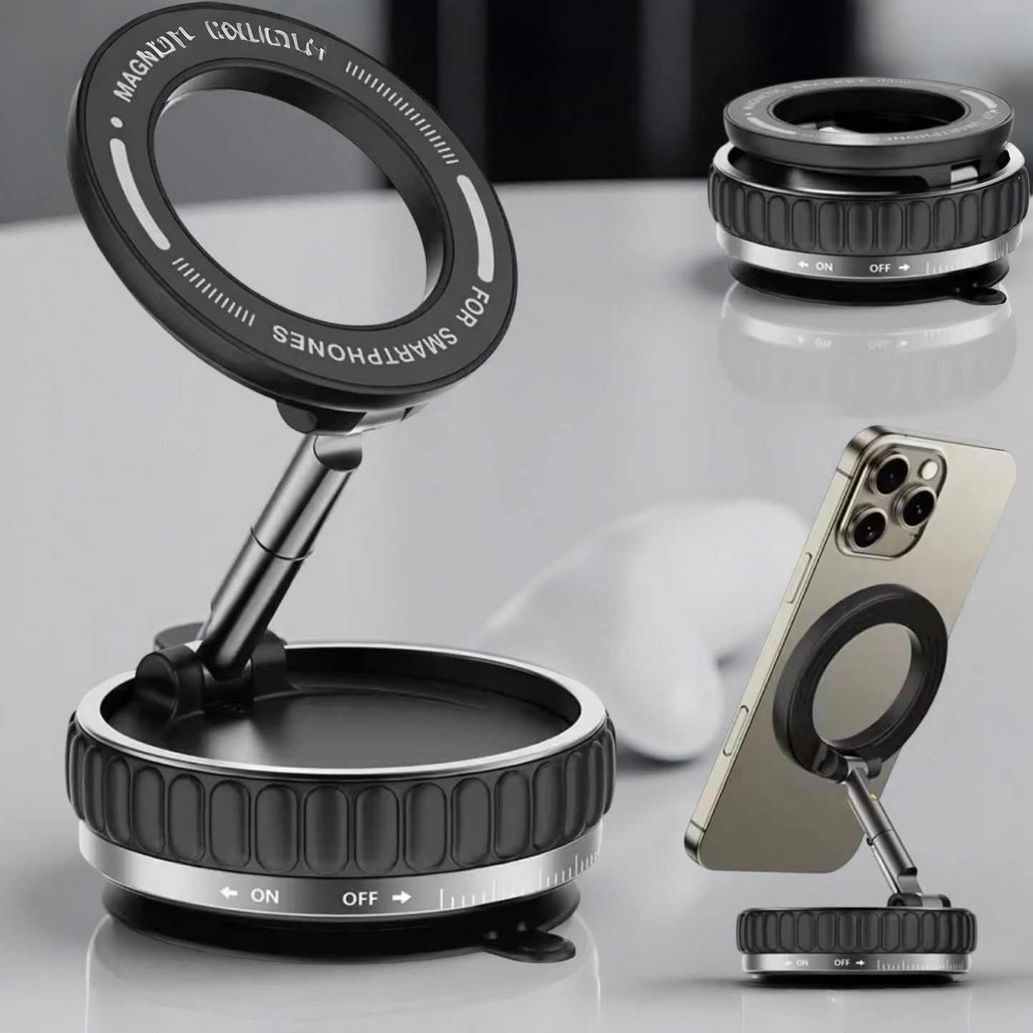 Vakuum Magnet-Handyhalter Auto | 360° drehbar & faltbar